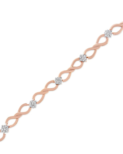 10K Rose Gold Plated .925 Sterling Silver 1/2 Cttw Diamond Infinity Link Tennis Bracelet (H-I Color, I2-I3 Clarity) -7”