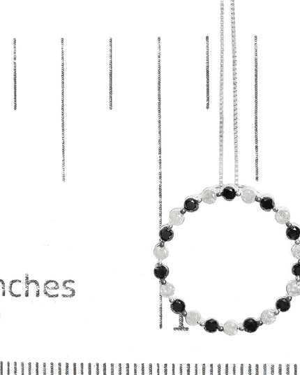 .925 Sterling Silver 1 3/4 Cttw Alternating Black and White Diamond Open Circle Hoop Pendant Necklace (H-I Color, I2-I3 Clarity) - 18" Inches