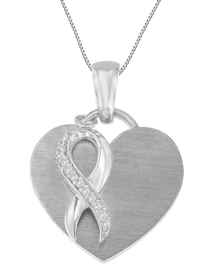 .925 Sterling Silver 1/10 cttw Diamond Heart Pendant Necklace (H-I, I1-I2)