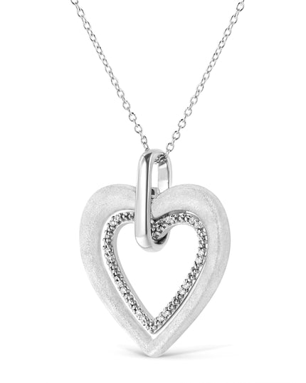 .925 Sterling Silver Prong-Set Diamond Accent Double Heart 18" Pendant Necklace (I-J Color, I1-I2 Clarity)