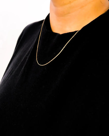 10K Gold 0.5 mm Slender & Dainty Fine Rope Chain Necklace