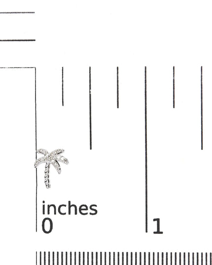 10K White Gold 1/10 Cttw Diamond  Encrusted Palm Tree Stud Earrings (H-I Color, I1-I2 Clarity)