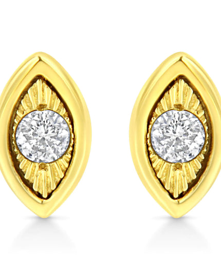 10K Yellow Gold Plated .925 Sterling Silver 1/10 Cttw Miracle-Set Diamond Stud Earrings - Choice of Shapes