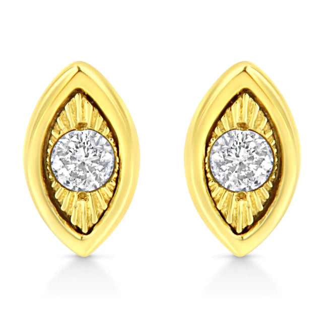 10K Yellow Gold Plated .925 Sterling Silver 1/10 Cttw Miracle-Set Diamond Stud Earrings - Choice of Shapes