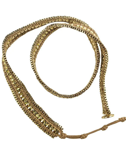 Double Looped Bling Bracelet- Gold