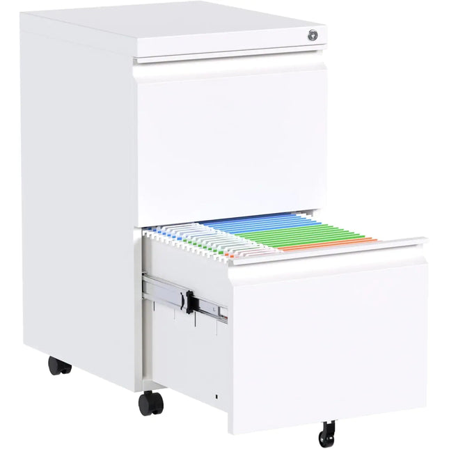 Aobabo Metal 2-drawer Office File Cabinet With Lock, Under Desk Mobile Cabinet On Wheels, 25.6''H