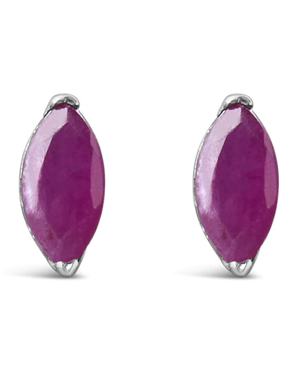 .925 Sterling Silver 1/2 Cttw Created Pink Ruby Gemstone Solitaire Stud Earrings