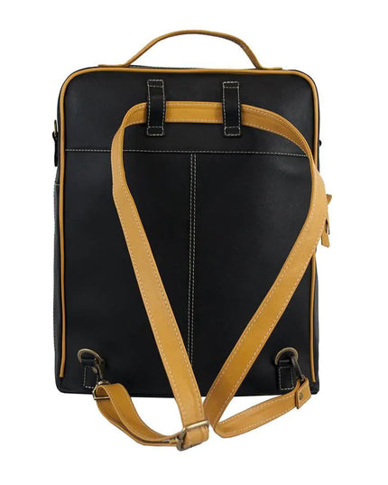 Augusta Leather Backpack-Black/Goldenrod