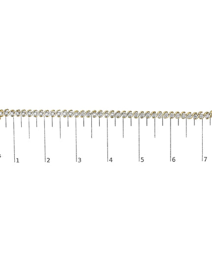 14K Yellow Gold Plated .925 Sterling Silver 1/2 Cttw Round Miracle-Set Diamond S-Curve Tennis Bracelet (I-J Color, I3 Clarity) - 7"