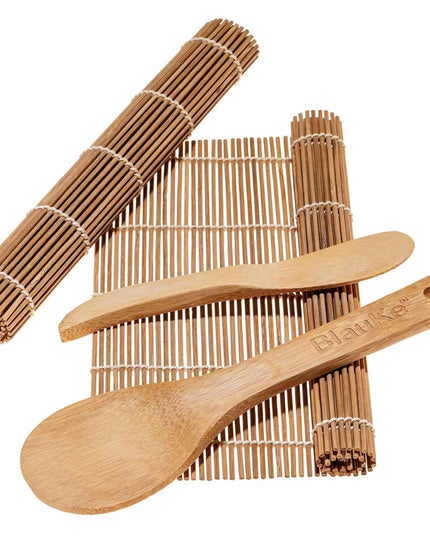Bamboo Sushi Kit: 2 Mats, 5 Pairs Chopsticks, Rice Paddle, Spreader
