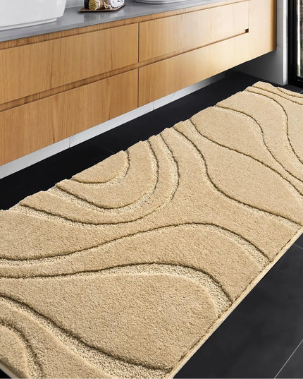 DEXDE Extra-Long Bathroom Rug Runner – 24" x 72", Non-Slip, Machine Washable, Soft Beige Bath Mat