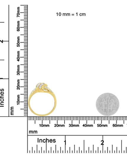 10K Yellow Gold Plated .925 Sterling Silver 1.0 Cttw Diamond Flower Cluster Open Halo Floral Ring (J-K Color, I2-I3 Clarity)