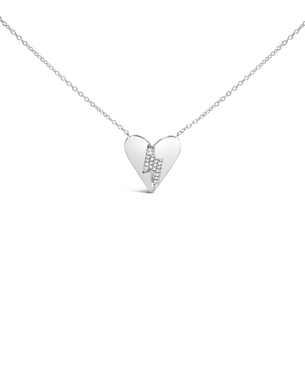.925 Sterling Silver Diamond Broken Heart Pendant Necklace (H-I Color, I1-I2 Clarity) - 18" Inches