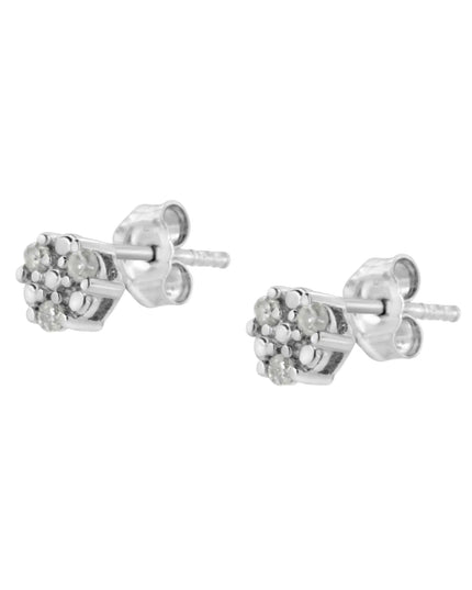 .925 Sterling Silver 1/10 cttw Prong Set Round-Cut Trio Diamond Stud Earrings (I-J Color, I3 Clarity)