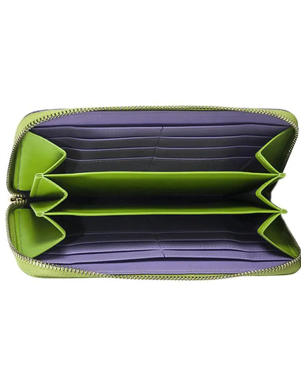 Layla Leather Wallet- Lime Green/Plum