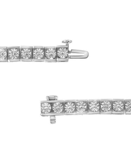 .925 Sterling Silver Miracle Set Diamond Accent Classic Tennis Bracelet (I-J Color, I2-I3 Clarity) - 7.25"