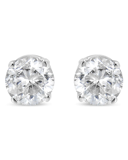 14K White Gold 5/8 Cttw Round Brilliant-Cut Lab Grown Diamond Classic 4-Prong Push back Stud Earrings (F-G Color, VS1-VS2 Clarity)