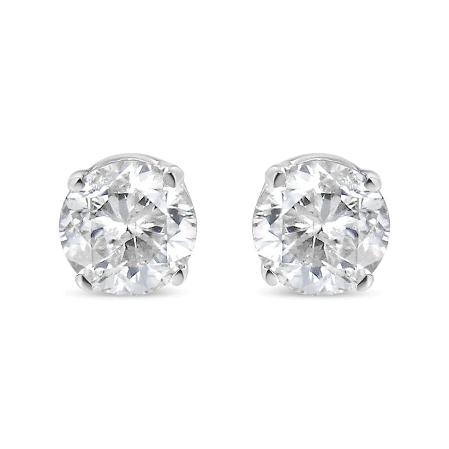 14K White Gold 5/8 Cttw Round Brilliant-Cut Lab Grown Diamond Classic 4-Prong Push back Stud Earrings (F-G Color, VS1-VS2 Clarity)