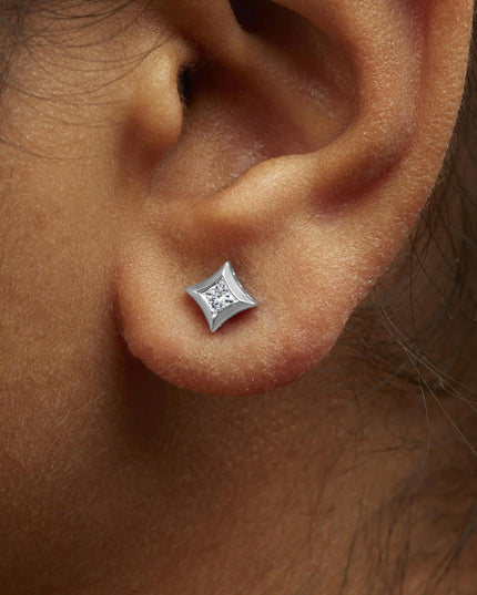 10K White Gold 1/5 Cttw Invisible Set Princess-Cut Diamond Stud Earrings (H-I Color, SI2-I1 Clarity)