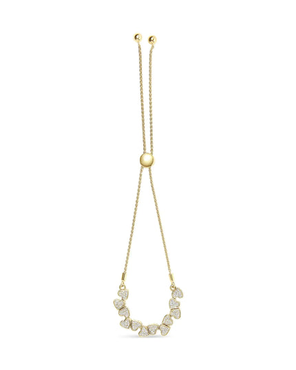 Yellow Gold Plated .925 Sterling Silver 1/2 Cttw Diamond Sideways Hearts Bolo Bracelet (H-I Color, I1-I2 Clarity) - 4”-10” Adjustable