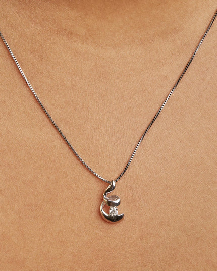10K White Gold 1/10 Cttw Diamond Solitaire Spiral 18" Pendant Necklace (I-J Color, I2-I3 Clarity)