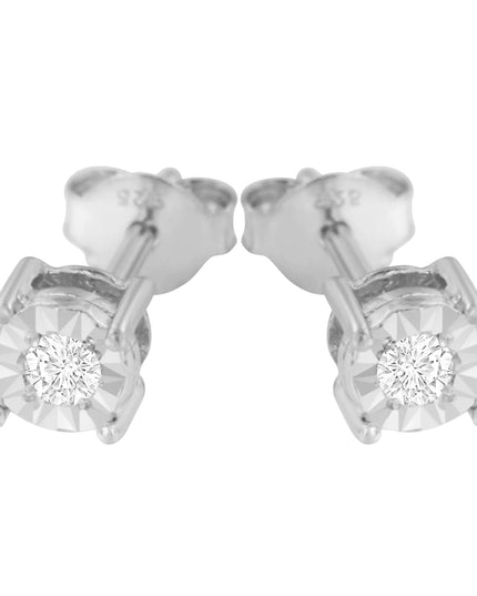 .925 Sterling Silver 1/10 Cttw Round Brilliant-Cut Diamond Miracle-Set Stud Earrings
