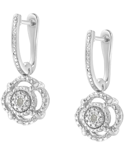 .925 Sterling Silver Miracle-Set Diamond Accent Drop and Dangle Earrings (I-J Color, I3 Clarity)