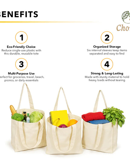 Reusable Tote Mesh Bag w/6 Internal Sleeves w/Logo.