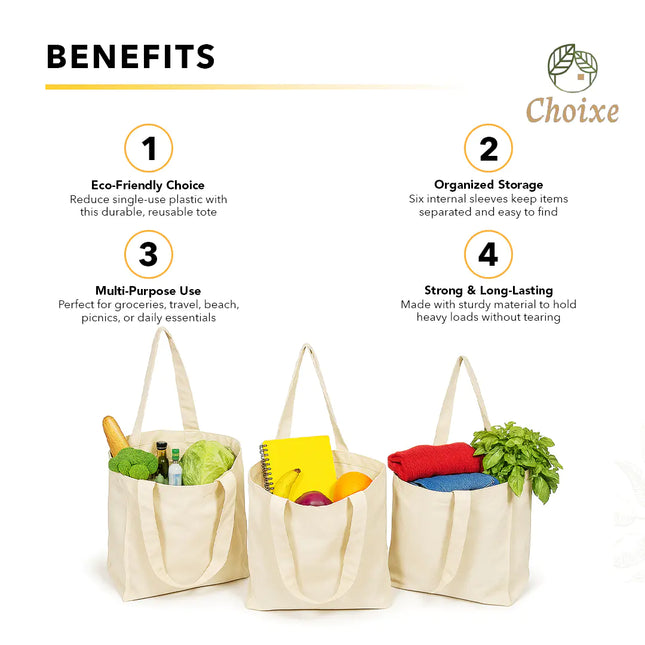 Reusable Tote Mesh Bag w/6 Internal Sleeves w/Logo.