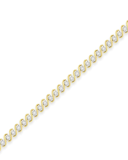 Yellow Plated Sterling Silver Round-Cut Diamond Bracelet (0.5 cttw, H-I Color, I2-I3 Clarity)
