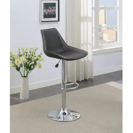 Set Of 2 Modern Ebony Polyurethane Leather Bar Stools