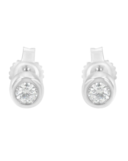 10K Gold 0.15 Cttw Round Brilliant-Cut Near Colorless Diamond Bezel-Set Stud Earrings (H-I Color, I1-I2 Clarity)