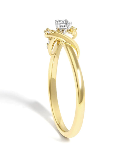 14K Yellow Gold Flash Plated .925 Sterling Silver 1/6 Cttw Diamond Swirl and Halo Promise Ring (I-J Color, I3 Clarity)