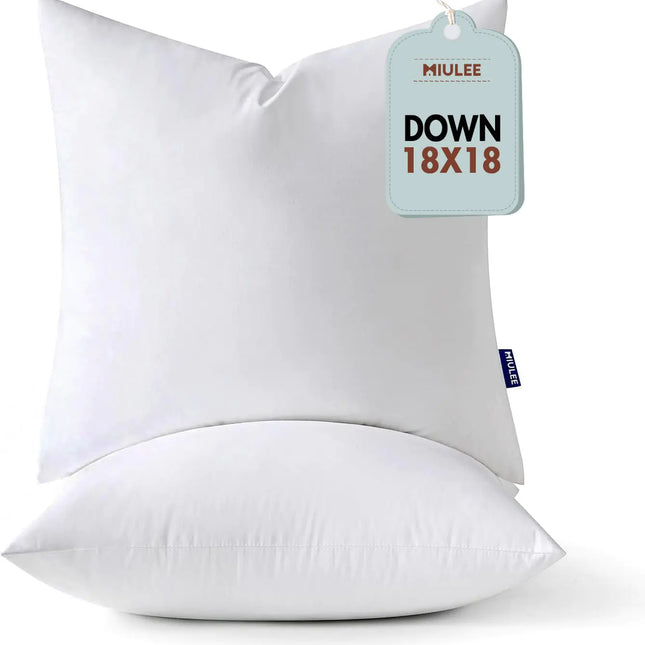 MIULEE 18x18 Down Alternative Pillow InsertsPack of 2 Euro Decorative Throw Pillows 18x18 Inch Body Pillow Bed Sleeping Pillow Ultra Soft Fluffy Pillows Form for Sofa Couch Bed