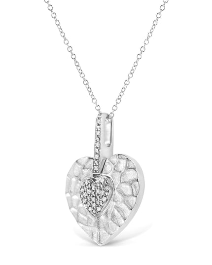 .925 Sterling Silver Pave-Set Diamond Accent Heart Shape 18" Pendant Necklace (I-J Color, I1-I2 Clarity)