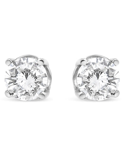 14K White Gold 3/4 Cttw Lab Grown Diamond 4-Prong Classic Stud Earrings (F-G Color, VS2-SI1 Clarity)