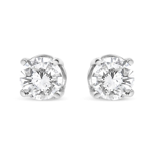 14K White Gold 3/4 Cttw Lab Grown Diamond 4-Prong Classic Stud Earrings (F-G Color, VS2-SI1 Clarity)