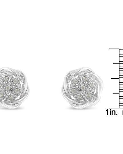 Sterling Silver Diamond Swirl Cluster Stud Earrings (1/6 cttw, I-J Color, I2-I3 Clarity)