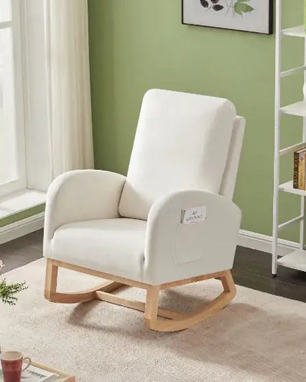 Beige Velvet Rocking Chair