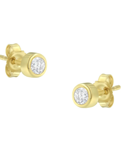 10K Gold 1/5 Cttw Round Brilliant-Cut Near Colorless Diamond Bezel-Set Stud Earrings (H-I Color, I1-I2 Clarity)