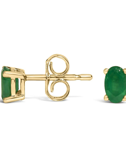 14K Gold Oval Cut Gemstone Birthstone 5x3 mm Stud Earrings