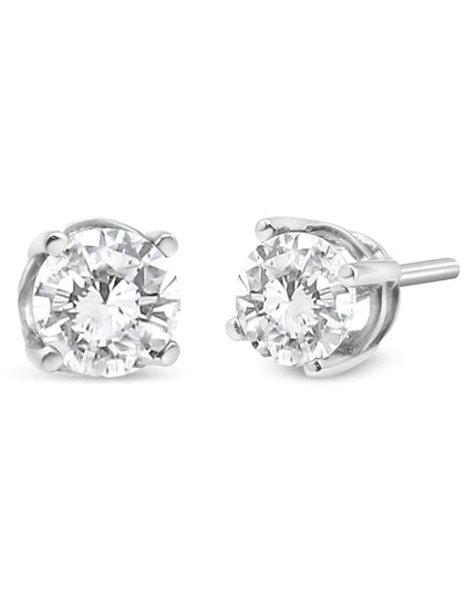 14K White Gold 3/4 Cttw Lab Grown Diamond 4-Prong Classic Stud Earrings (F-G Color, VS2-SI1 Clarity)