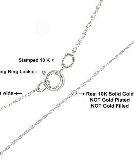 10K Gold 0.5 mm Slender & Dainty Fine Rope Chain Necklace