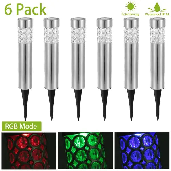 6-pack RGB Solar Garden Lights, Waterproof Landscape Decor Lamp