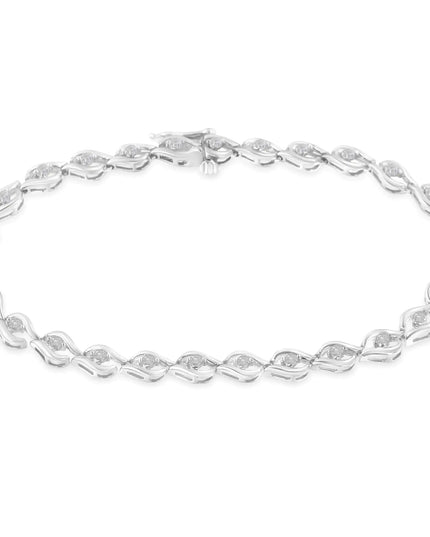 .925 Sterling Silver 1/2 Cttw Rose Cut Diamond Almond Shape Link Tennis Bracelet (I-J Color, I3 Clarity) - 7”