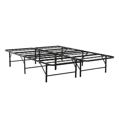 Metal Bed Frame – Queen Size Mattress Foundation, Heavy-Duty Platform Base, Black