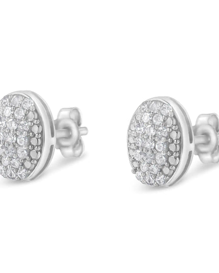 Sterling Silver Round Diamond Oval Cluster Earrings (1/2 cttw, I-J Color, I2-I3 Clarity)