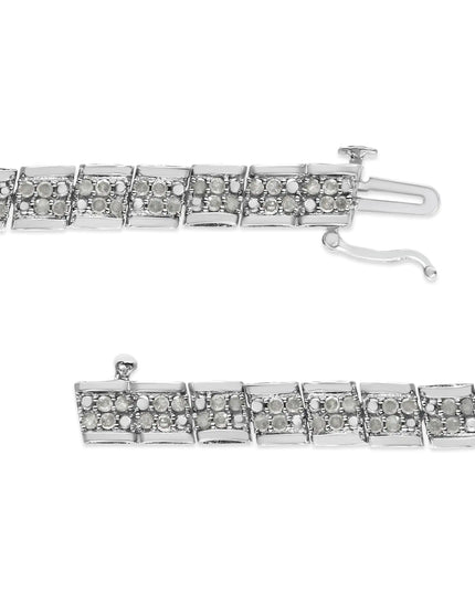 .925 Sterling Silver 2.0 Cttw Diamond 7" Round Miracle Plate Link Bracelet (I-J Color, I2-I3 Clarity)