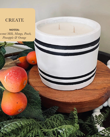 Luxury Small Striped Stone Designer Candle - Create