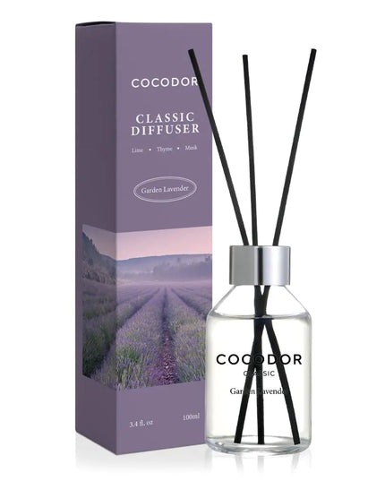 Classic Garden Lavender Reed Diffuser – 3.4 oz (100 ml) Essential Oil Fragrance Stick Set for Bedroom, Bathroom, and Home Décor